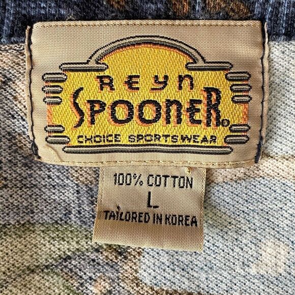 REYN SPOONER Kona Coffee Mens Size Large Multicolor Pullover Hawaiian Polo Shirt - Picture 3 of 8